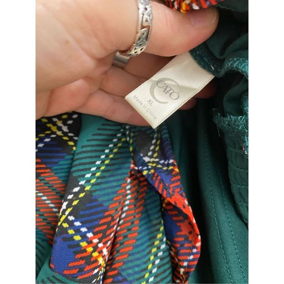 Cato NWT Smocked Waist Plaid Green Red Holiday Dress, Size XL, MSRP $69 - Picture 7 of 13